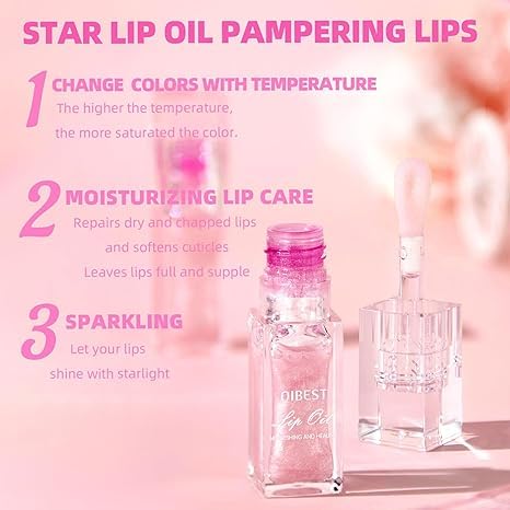 Magic Color Changing Moisturizing Lip Glow Oil Plumping Glimmer Glow Lipstick,Long Lasting Moisturizing Non-sticky Fresh Texture Lip Oil, Hydrating Lip Gloss Lip Balm Transparent Lip Care(2PCS)