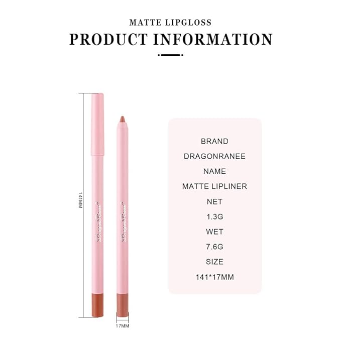 Matte Lip Liner Pencil Set,12 Colors Natural Nude Long