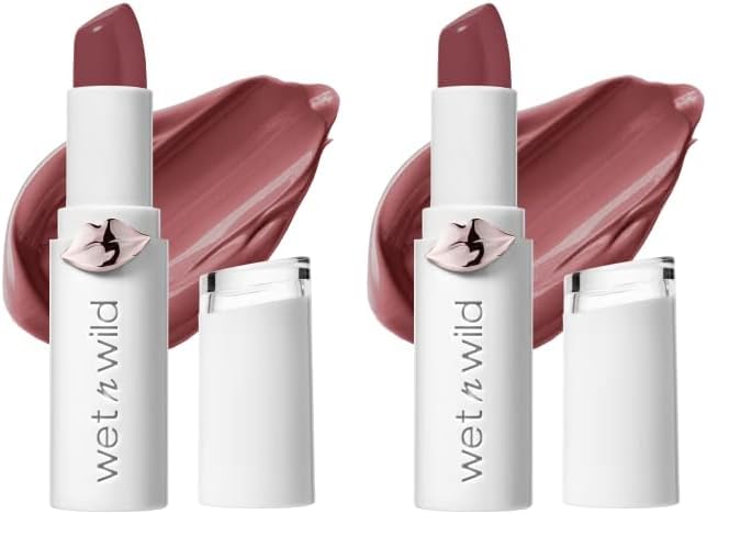 wet n wild Lipstick Mega Last High-Shine Lipstick Lip Color Makeup, Rosé And Slay (Pack of 2)