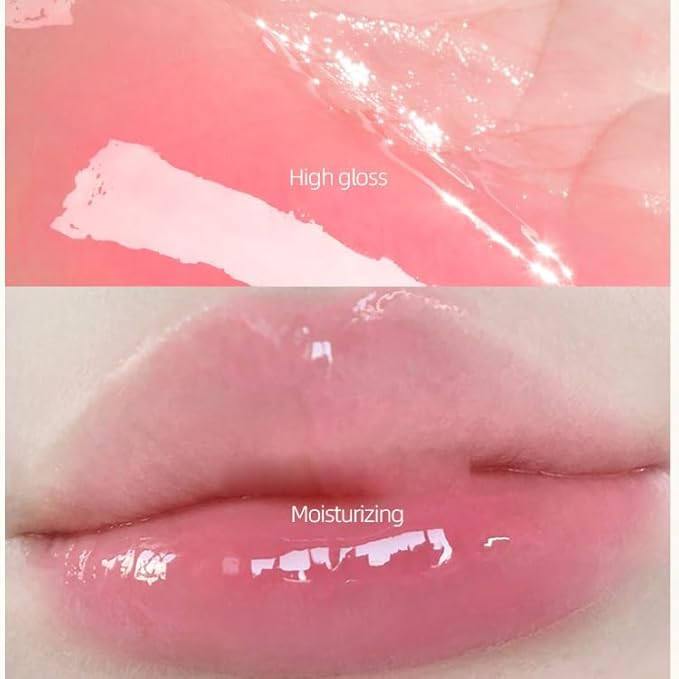1 PC Macaron Canned Lip Essence High Glossy Lip Jelly, Mirror Effect Lip Glaze Mirror Effect Lip Balm, Moisturizing & Plump Lip Gloss (L01, 6g)