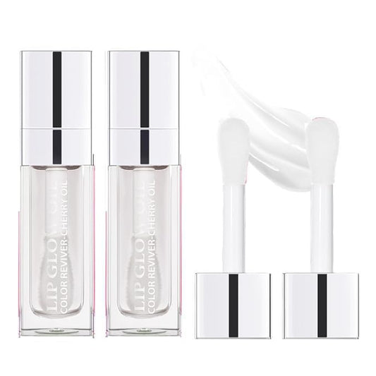 Hydrating Lip Glow Oil, Plumping Lip Gloss, Moisturizing Lip Oil Gloss, Transparent Moisturizing Lip Balm, Natural Lip Plumper, Lip Plumper Gloss Make Lips Fuller and Moisturizing (2PCS Clear)