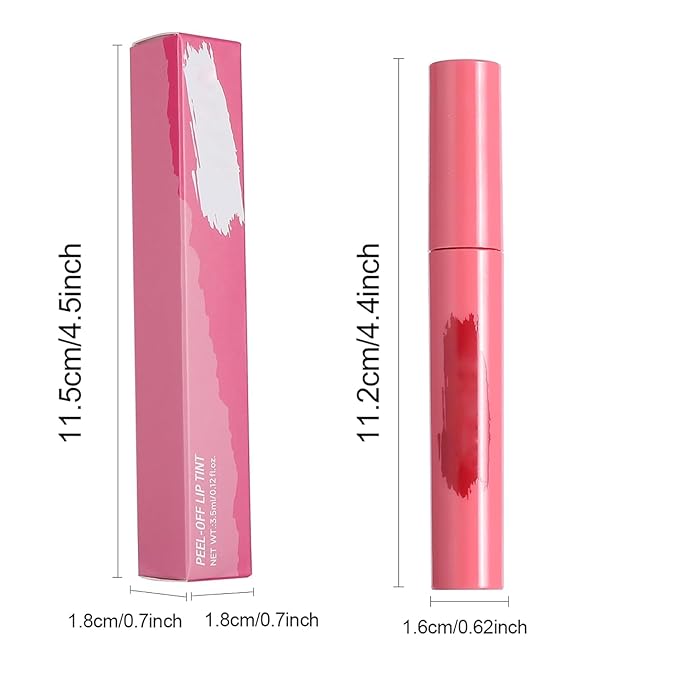 Peel Off Lip Tint, Wipe-On Colour Liquid Lipsticks, Tattoo Glaze, Matte High Pigment Long Wear Waterproof Contour Stain, Non Smudge Transfer Proof Tear-off Gross (#04, 0.12 floz)