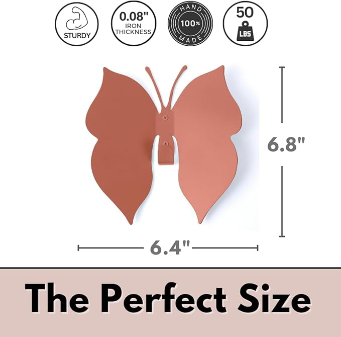 Butterfly 3D Blush Pink Butterfly Wall Hooks: Girl’s 2 Hangers