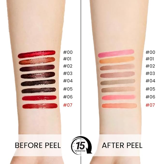 Matte Lip Gloss Stain-Peel Off Lip Liner Tattoo, Orange Red Lip Tint,Long Lasting Peel Off Lip Stain, Waterproof Transfer-proof Lip Mask Lip Liner Peel Off Lip Gloss,Stayn Lip Makeup. #07