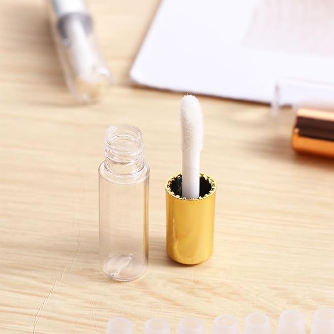 10 Pcs Gold Clear Round DIY Empty Lipstick Gold