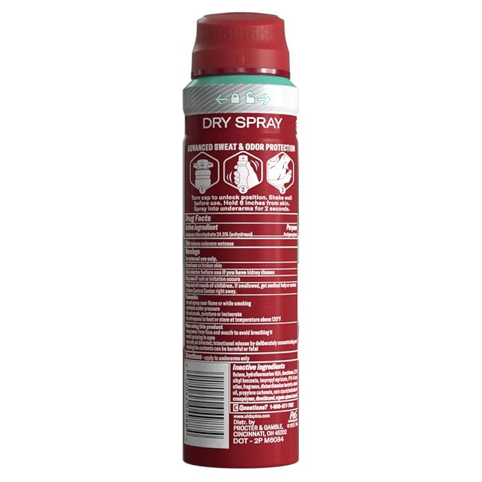 Old Spice Men's Antiperspirant & Deodorant Invisible Dry Spray Pure Sport Plus 24/7 Odor Protection, 4.3oz (Pack of 3)