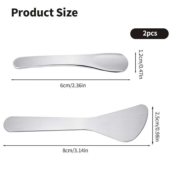 2Pcs Mini Metal Cosmetic Spatulas, Makeup Spatulas, Skincare