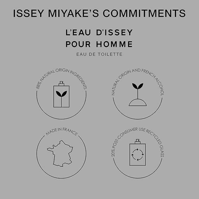 Issey Miyake L'Eau d'Issey Pour Homme Eau de Toilette - Fragrance for Men - Pure & Fresh - With Notes of Yuzu, Nutmeg & Sandalwood - 4.2 oz