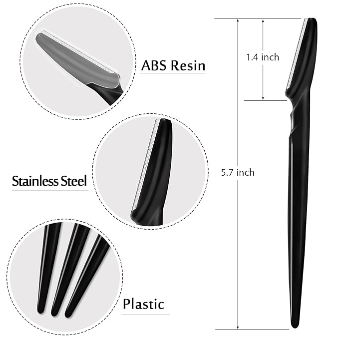 12 Pcs Eyebrow Razors, Face Razors Multipurpose, Exfoliating Dermaplaning Tools, Eyebrow Trimmers Shaver with Safety Cover, Facial Hair Removal for Women Men Body Use, Black, White, Light Pink