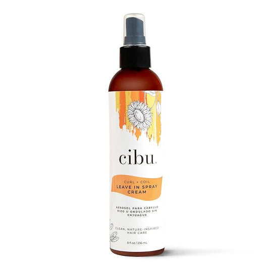 Cibu Leave-In Spray Cream for Curls, Coils & Waves - Moisturizes & Strengthens with Improved Texture | Revitalizes & Activates Frizz-Free, Smooth, Shiny Hair 8oz