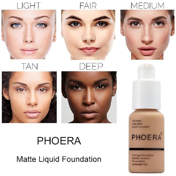 PHOERA Foundation, Flawless Soft Matte Liquid Foundation 24 Pcs-105- Sand)