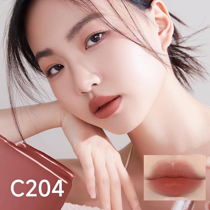 Hydrating Lip Serum Cream, Longlasting Moisturizing, Lightweight Lip Gloss, Semi-Matte Lipstick with Vitamin E, Crithmum Maritimum Essential oil, C204