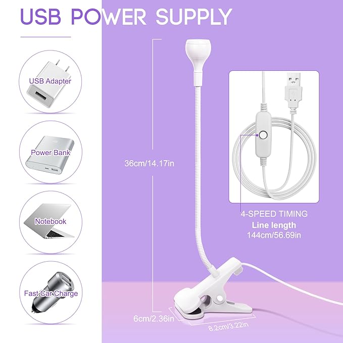 UV Nail Lamp, White, Metal,