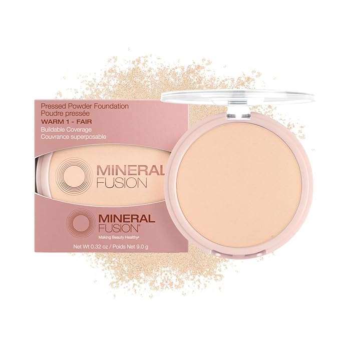 Mineral Fusion Pressed Powder Foundation, Warm 1 - Hypoallergenic, Cruelty-Free, 0.32 Oz