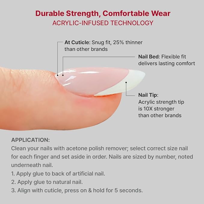 KISS Acrylic French False Nails Kit, X-Long Coffin Shape Design Nail, Orange Color French Tip Nails, Ready to Wear Gel & Manicure Stick included, Long-Lasting Convenient & Easy to Apply