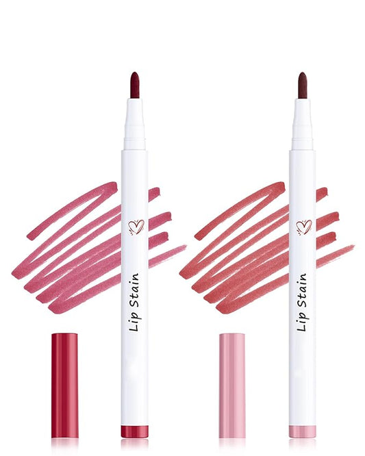 Lip Stain Marker Pen Set, 2Pcs Lip Liner Longlasting
