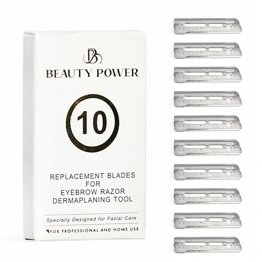 10 Eyebrow Razor Blades - Face Razors for Women & Men, Eyebrow Trimmer Shaper with Precision Cover, Facial Shaver & Dermaplaning Tool for Smooth Skin (Blades)