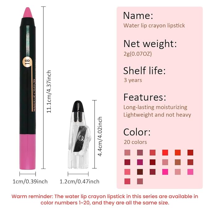 Sakura Pink Crayon Matte Lipstick Lip Liner Pencil, Moisture Smooth Lipstick Pencil,With pencil sharpener Sharpenable Lip Pencil, Ultimate Lip Crayon for Women Smudgeproof Waterproof 18#