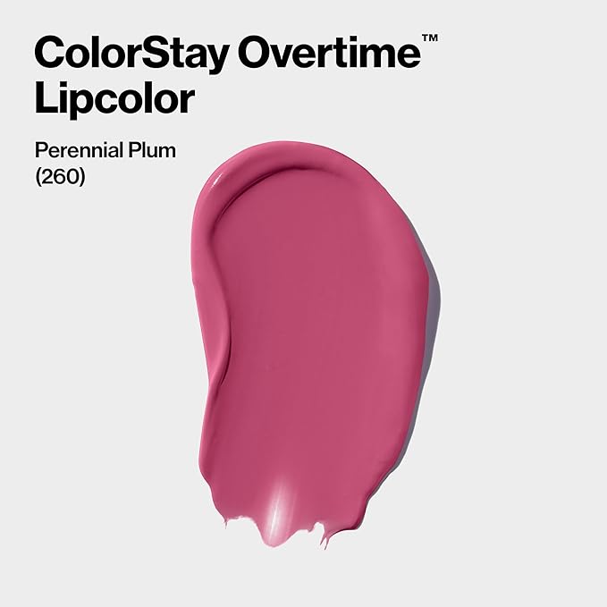 Revlon Liquid Lipstick with Clear Lip Gloss, ColorStay Overtime Lipcolor, Dual Ended with Vitamin E, 260 Perennial Plum, 0.07 Fl Oz