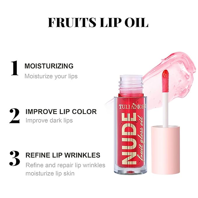 Hydrating Lip Glow Oil Plumping Lip Tint Fruit Hydrating