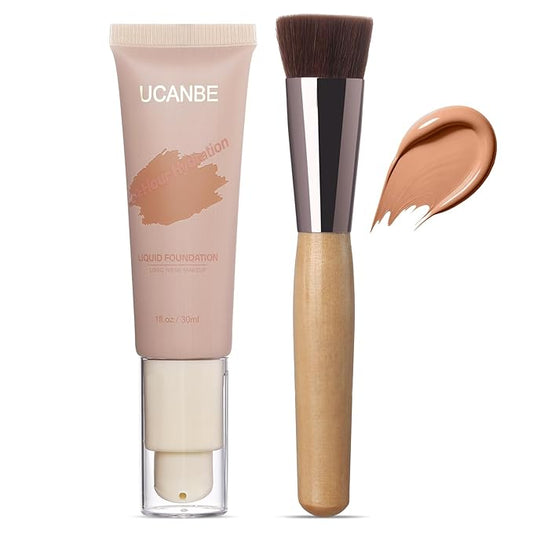 UCANBE Matte Liquid Foundation with Brush, Skincare Serum fl. oz.
