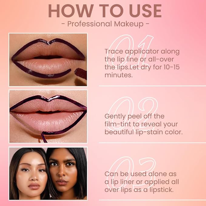 Matte Lip Gloss Stain-Peel Off Lip Liner Tattoo, Dark Brown Lip Tint,Long Lasting Peel Off Lip Stain, Waterproof Transfer-proof Lip Mask Lip Liner Peel Off Lip Gloss,Stayn Lip Makeup. #05