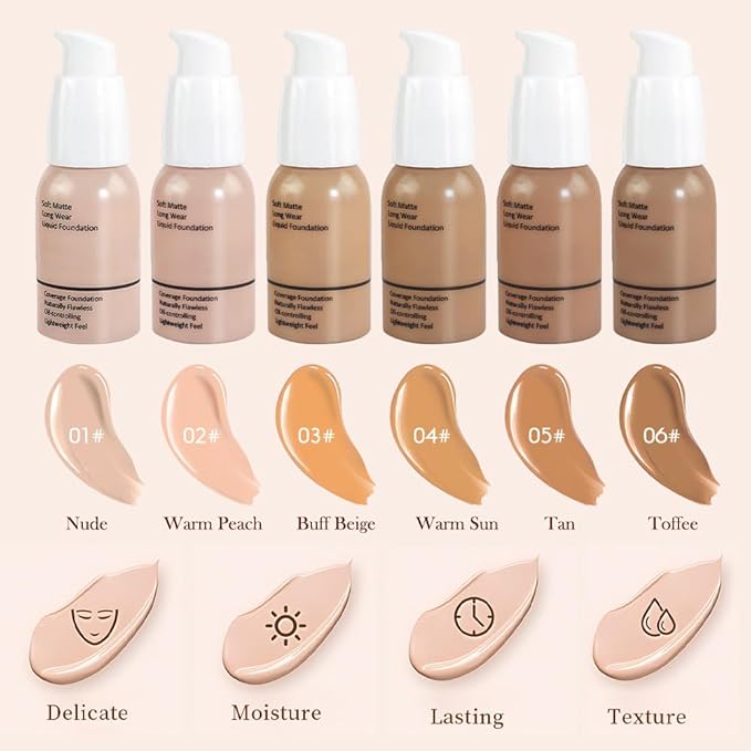 Matte Liquid Full Coverage Foundation, Flawless Soft Matte of 1)