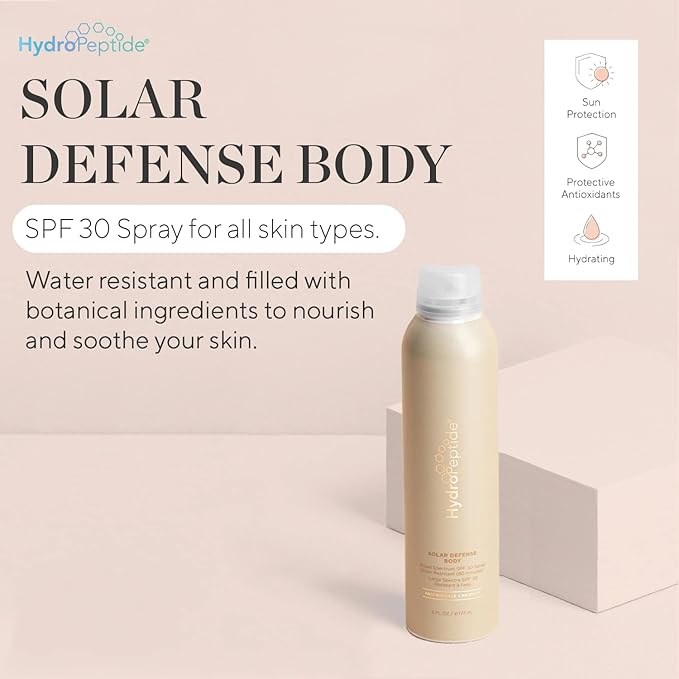 HydroPeptide Solar Defense Body SPF 40, Broad Spectrum, Water Resistant Sunscreen, Hydrates and Soothes, 6 Ounce