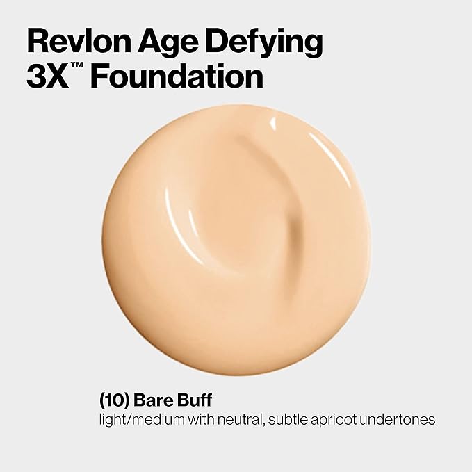 Revlon Liquid Foundation, Age Defying 3XFace Makeup, Anti-Aging Fl Oz