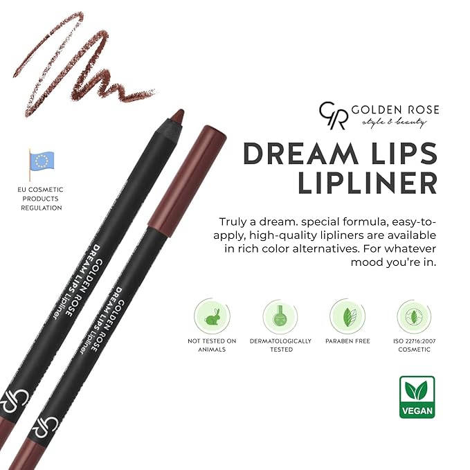 Golden Rose Dream Lips Lipliner - Long-Lasting, Highly Pigmented, Easy-to-apply Lip Pencil (504)
