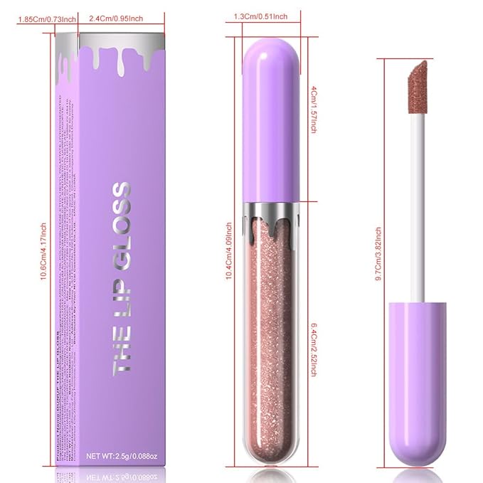 Glitter Liquid Lip Gloss,Mocha Shimmer Lipstick, Waterproof Shimmer Lip Stain Lip Glaze, High Shine Long Lasting Shiny Lip Color Makeup 03#