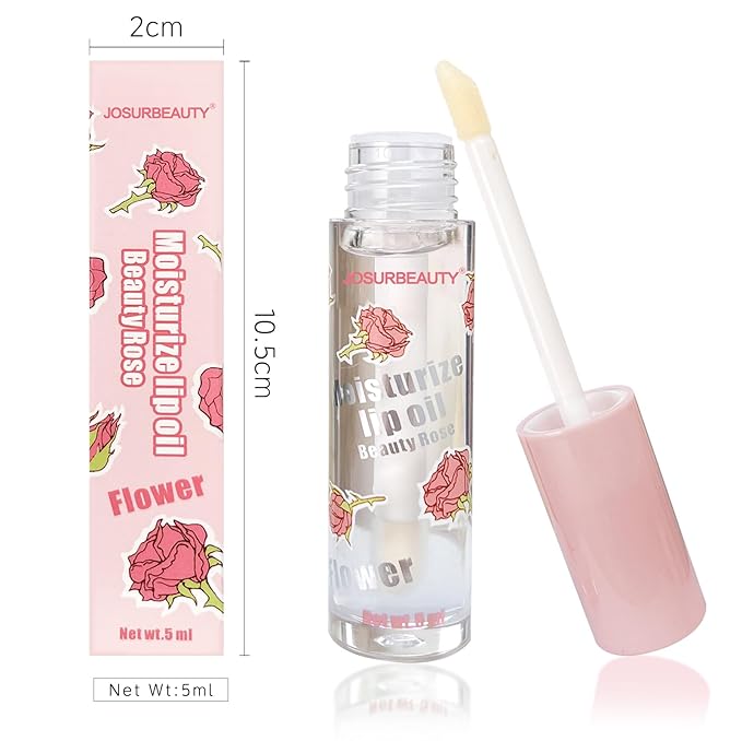 Hydrating Lip oil for women - clear lip gloss oil, Plumping Lip Oil for Dry Lip and Lip Care, Non-Sticky Long Lasting Lip Oil Gloss, Shiny and Moisturizing Transparent Lip Oil Gloss