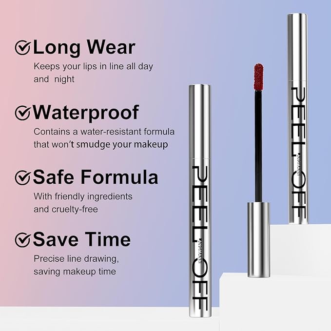 LANGMANNI Long-Lasting Peel Off Lip Liner Set, Waterproof & Smudge-Proof Matte Lip Liners Gift Makeup For Girls(#2)