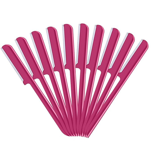 10 Pieces Women's Facial Razor Eyebrow Shaver Razor Brow Shaper Eyebrow Trimmer Dermaplaner Shaping Tool with Cover (Rose Red)