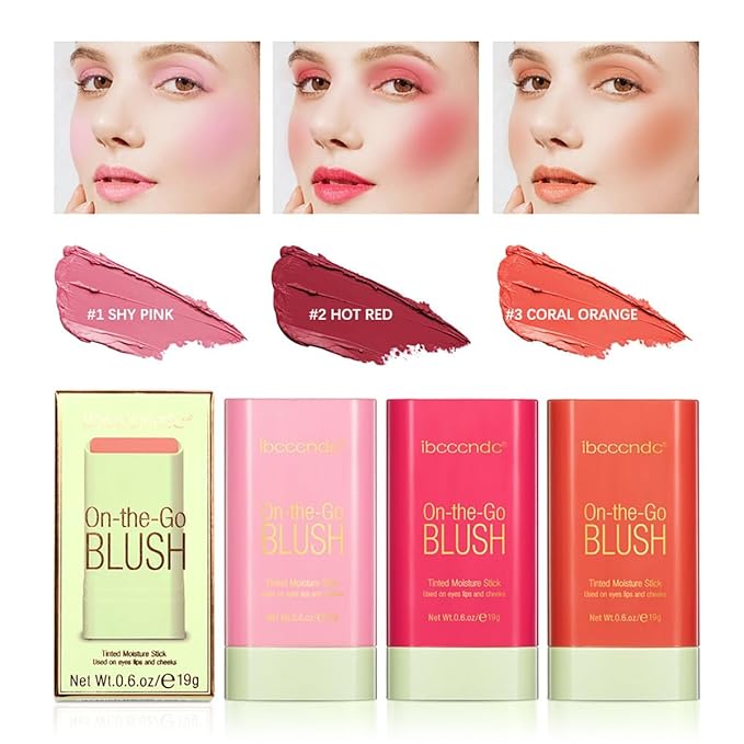 Multi-Use Makeup Blush Stick, 3-in-1 Cream Blush Stick