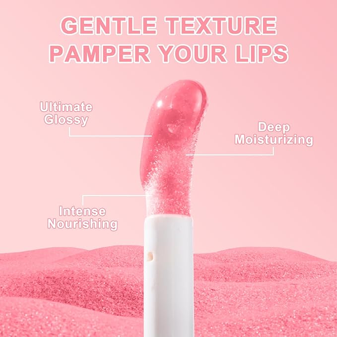 6 PCS Hydrating Lip Oil, Big Brush Head Lip Glaze Shiny Transparent Lip Glow Oil, Nourishing & Non-sticky Long Lasting Fresh Clear Smooth Lip Care Plumping Lip Oil (SET A)