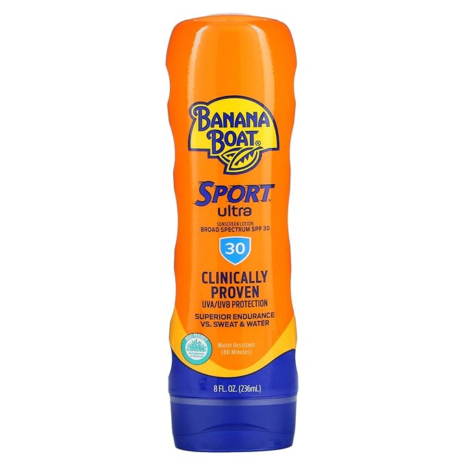 Banana Boat Water Resistant Sport Performance Broad Spectrum SPF 30 Sunscreen Lotion, Swim Splash Sport - Up to 80 Minutes Water Resistant, 8 Fl Oz (Pack of 2)