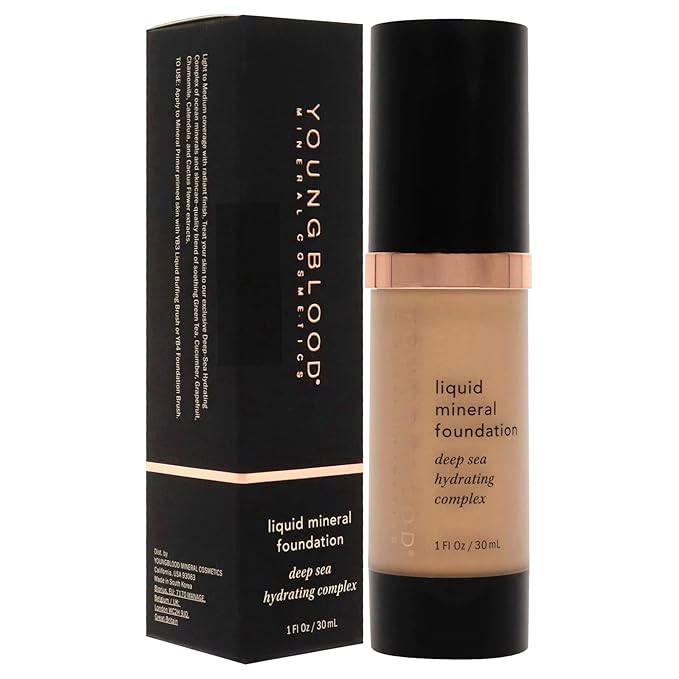 Youngblood Liquid Mineral Foundation, Sun Kissed | Lightweight, Free, Gluten-Free