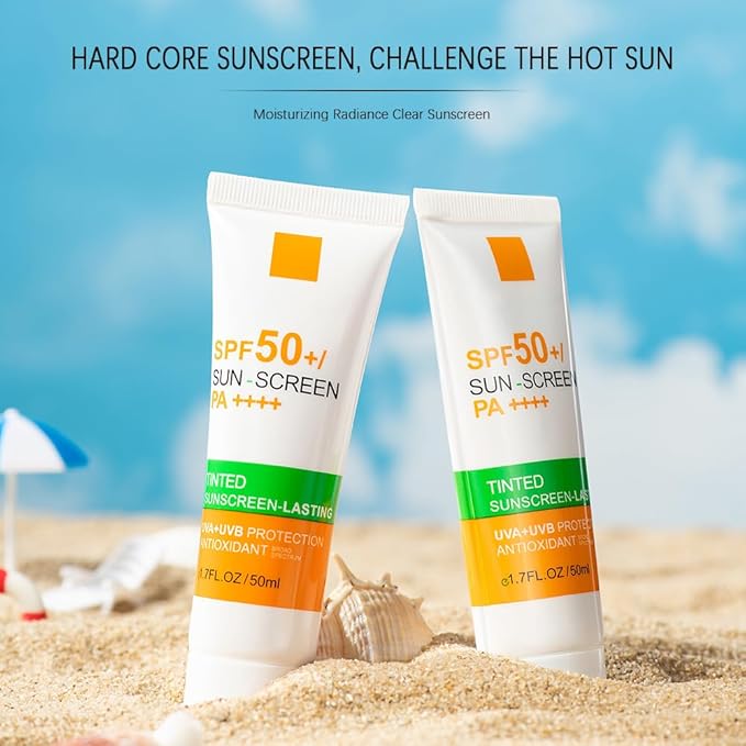 Hydrating Sunscreen, Face Sunscreen, Sunscreen for Face and Body, Tinted Sunscreen, Mineral Sunscreen, Sunblock, Body & Face Sunscreen Spf 50, Oxide, Titanium Dioxide, Hyaluronic Acid, Vitamin E Sunscreen for All Skin Types (1PCS)