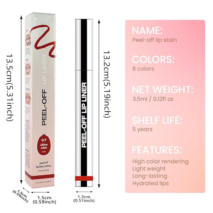 Matte Lip Gloss Stain-Peel Off Lip Liner Tattoo, Orange Red Lip Tint,Long Lasting Peel Off Lip Stain, Waterproof Transfer-proof Lip Mask Lip Liner Peel Off Lip Gloss,Stayn Lip Makeup. #07