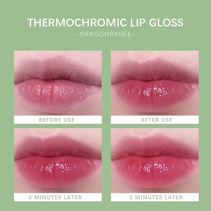 Hydrating Lip Glow Oil,6 Colors Plumping Lip Oil,Color Changing Moisturizing Tinted Lip Balm Lip Tint,Long Lasting&Non-Sticky Refreshing Natural Lip Oil Gloss(Pink Color)