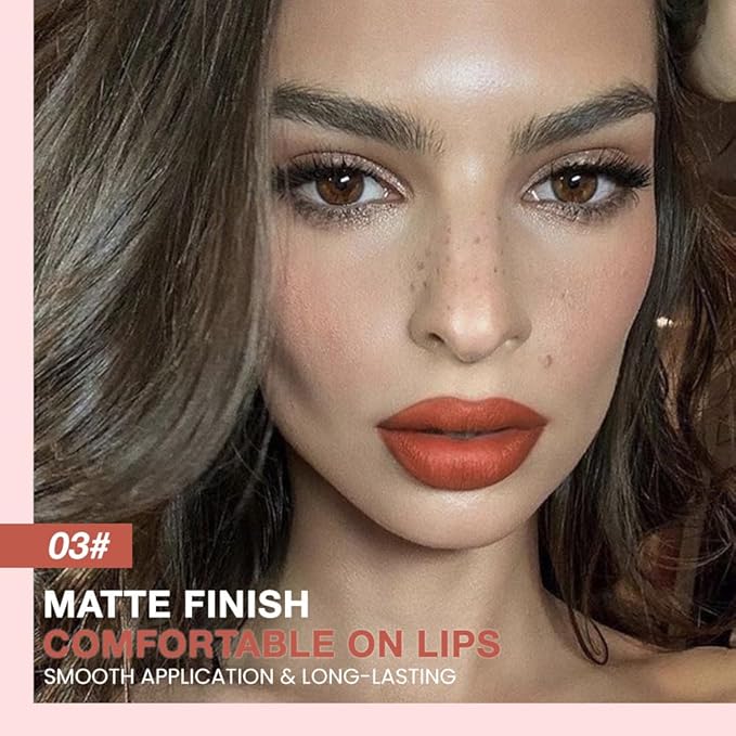 Silky Smooth Retractable Matte Lip Liner Pencil, Orange Lip Liner Long-Lasting Creamy Formula for Shaping & Sculpting Lips, Matte Velvet Pigmented Lip Liner Crayon Lipstick 03#