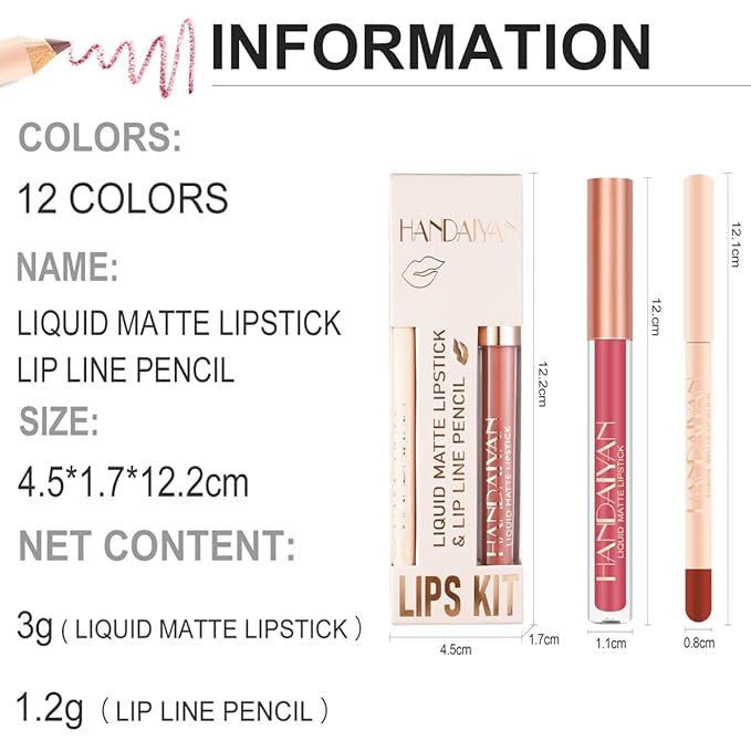 2Pcs Matte Nude Lip Liner Pencil and Lip Coverage