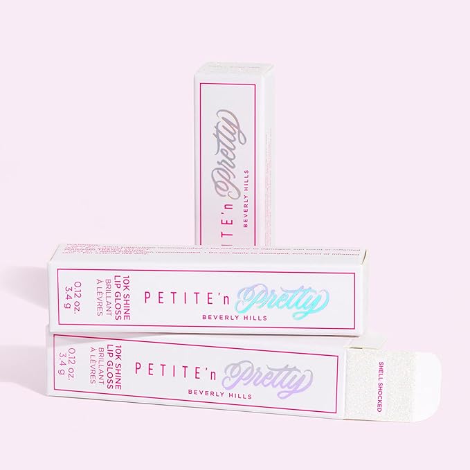 Petite 'N Pretty 10k Shine Lip Gloss Trio Set - Makeup for Kids, Tweens, Teens - High Shine, Lightweight, Made in the USA (Shell Shocked, Diamond Heist, Glow Down)