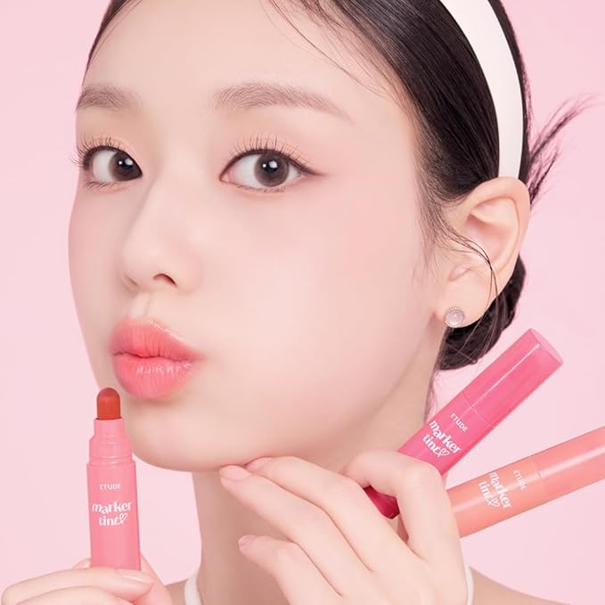 ETUDE Dear Darling Marker Tint #6 Grape Soda (5g) | Hydrating & Long Lasting Lip Stain | High Pigmented Lip Maker with Easy Drawing Tip | Korean Daily Lip Tint, Korean Makeup, Kbeauty