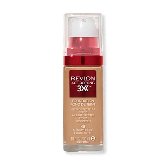 Revlon Liquid Foundation, Age Defying 3XFace Makeup, Anti-Aging Fl Oz