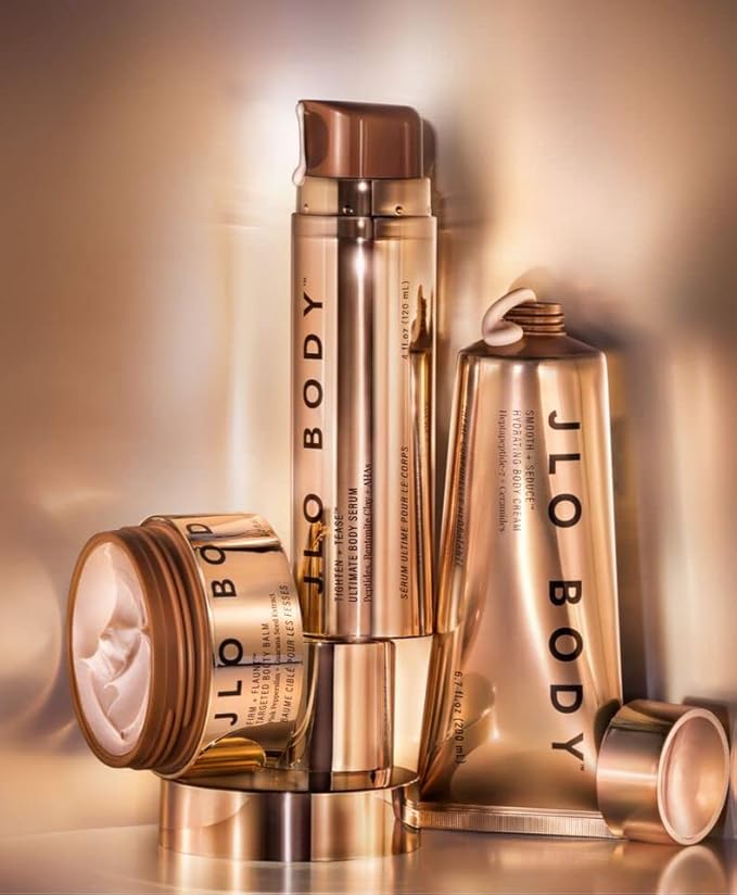 JLO BEAUTY The Ultimate Body Trio | Includes 4.2 fl oz Booty Balm, 4 fl oz Body Serum & 6.7 fl oz Body Cream | Brightens, & Firms for Smooth Skin