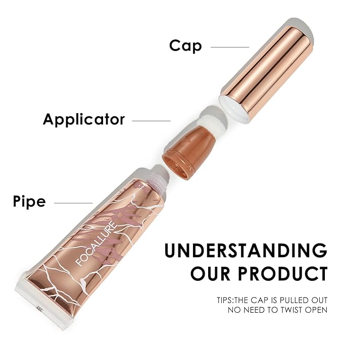 FOCALLURE 3 PCS Liquid Contour Stick,Moisturizing Highlighter,Blush and Makeup,Orchid Vibes