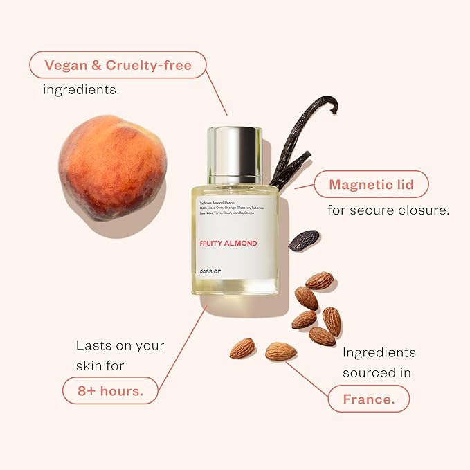 Dossier - Fruity Almond - Eau de Parfum - Inspired by C.Herrera Good Girl - Perfume Luxury - Pure Infused - Paraben Free - Vegan - For Women - Fragrance 1.7 0z (Spray 50ml)