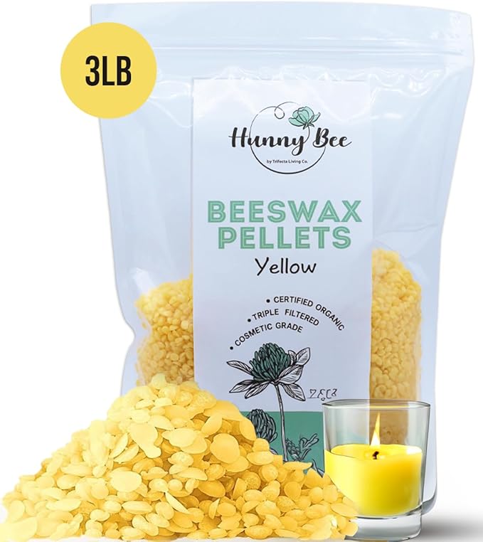 HUNNYBEE Beeswax Pellets 3LB, 100% Pure lbs)